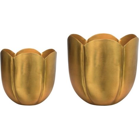 Eva Tulip Planter (Set of 2) - Metal - L18 x W18 x H17 cm - Gold