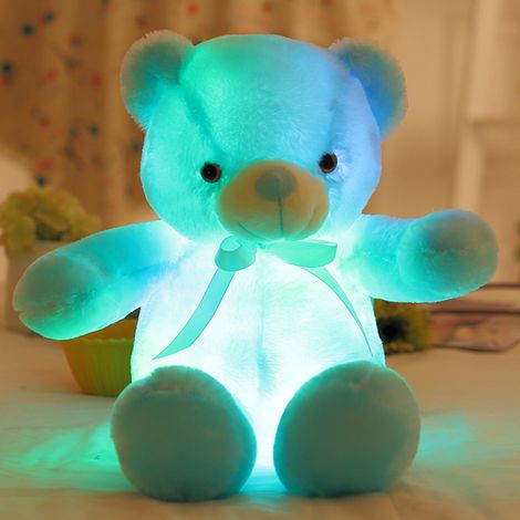 Ours En Peluche Lumineux - Changement De Couleur Automatique - Veilleuse Douce Pour Chambre D'Enfant - 30 x 25 x 10 cm - 1 Pièce