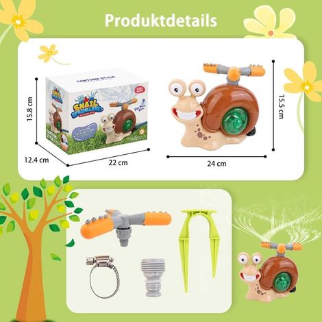 Wassersprenger, Kinder-Sprinklerspielzeug, Wasserspielzeug für draußen mit 2 Schlauchaufsätzen, Sprinklerspiele für Rasen und Garten (1/5)