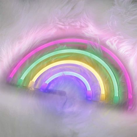 Mignon arc-en-Enseignes lumineuses LED Rainbow Light pour Dorm Decor USB 3-AA alimenté par batterie Décor arc-en-Neon Lampes décorations pour les filles Chambre de Noël Birthday Party Salon comme-Fei