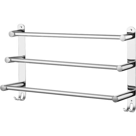 Porte-serviettes inox 304 3 barres 40cm fixation murale (1/2)
