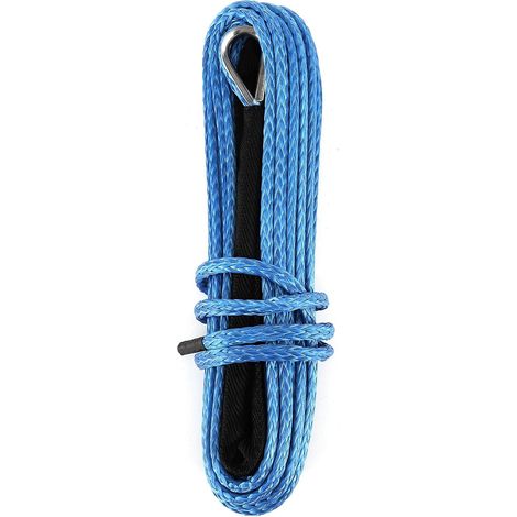 Corde de treuil, Corde de treuil Câble de 15 m 7700lbs Sangle de remorquage de récupération de remorque en Nylon Câble de Ligne de treuil pour Coffre SUV ATV UTV (Bleu/Gris)(Un (1/5)