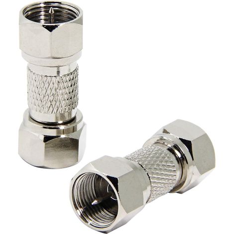 Lot de 2 Adaptateur coaxial, Connecteur type F mâle-mâle, Laiton nickelé, Pour TV antenne routeur (1/5)