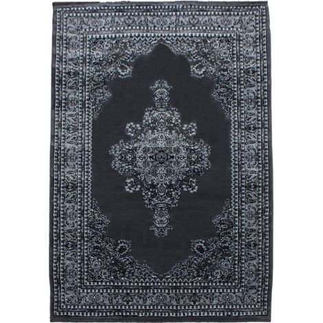 Tapis orient 240x340 gris rectangle motifs orientaux BISKO 2 (1/5)