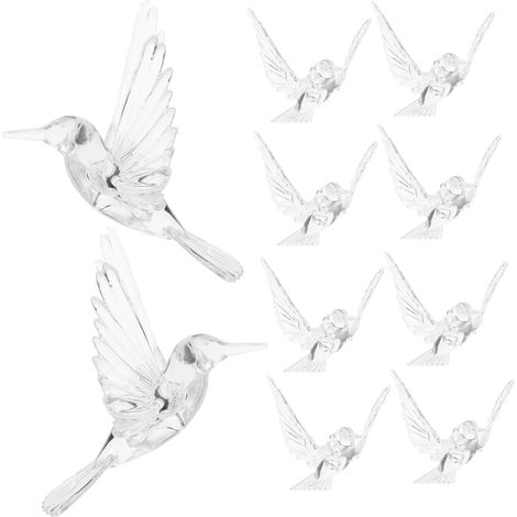 Set mit 20 dekorativen Kolibris aus transparentem Acryl, perfekt für Hochzeiten, Heimdekoration und Partys. (1/5)
