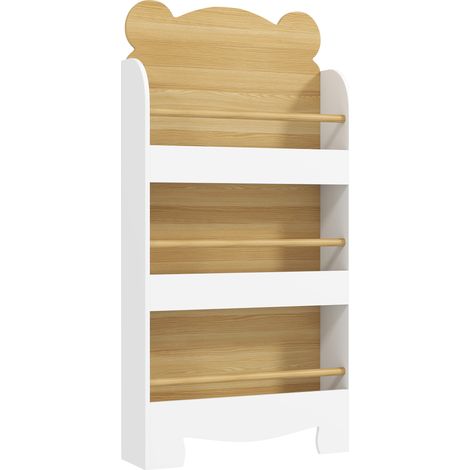 Bibliothèque enfant 3 niveaux, meuble de rangement livre en bois naturel pour chambre ou salle de jeux (1/5)