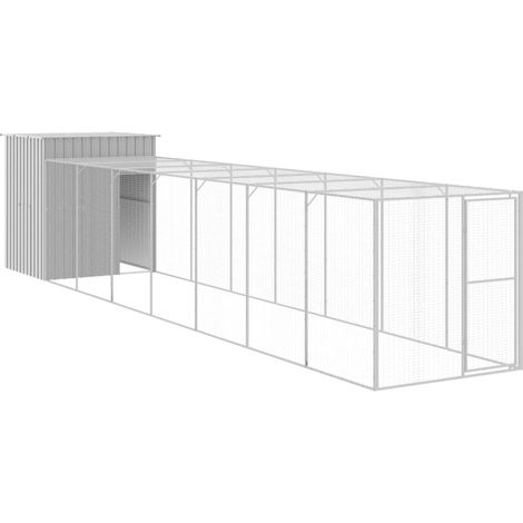 Pollaio recinto gabbia galline con cortile libero 165 x 863 x 181 cm acciaio zincato grigio 020043967