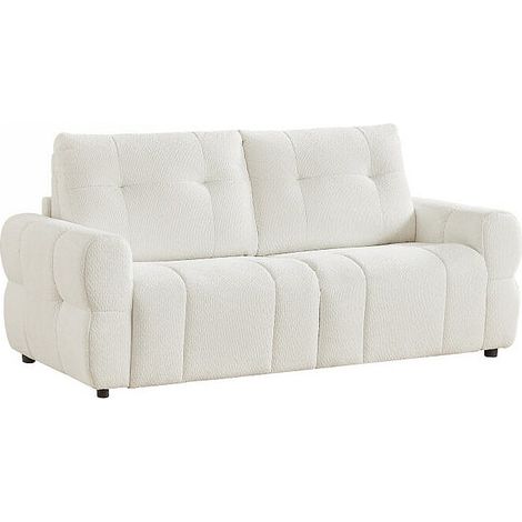 Divano letto 3 posti in tessuto ciniglia beige - ECORIA
