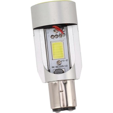 Ampoule de phare de moto avec anneau lumineux intégré pour feux de croisement et feux de route, adaptée aux motos et scooters.