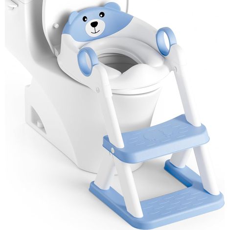 Reducteur Toilette Enfant, Siège de Toilette pour Enfants Garçons et Filles, 2 en 1 Rehausseur Filles Garçons, Coussin Non-éclaboussures et Antidérapant, Tabouret d'escalier (1/5)