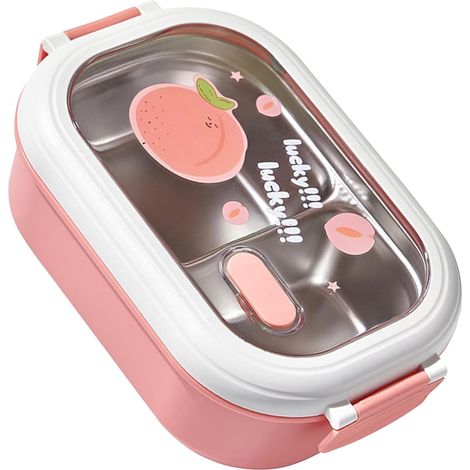 Portapranzo per adulti in acciaio inox rosa, con 2 scomparti, contenitore per alimenti in metallo a tenuta stagna con contenitore interno rimovibile, ideale per il lavoro e i viaggi. (1/5)