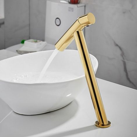 Robinet mitigeur de lavabo surélevé doré, Cross (1/5)