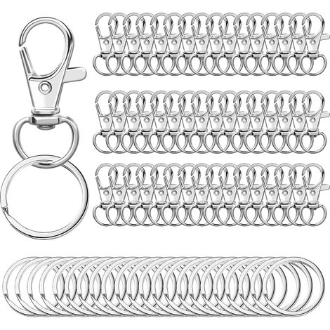 100Pcs Attache Porte Clé Mousquetons Porte-Clés Anneau porte clé Porte Clef Argent pour Bijoux, Loisirs Créatifs (1/5)