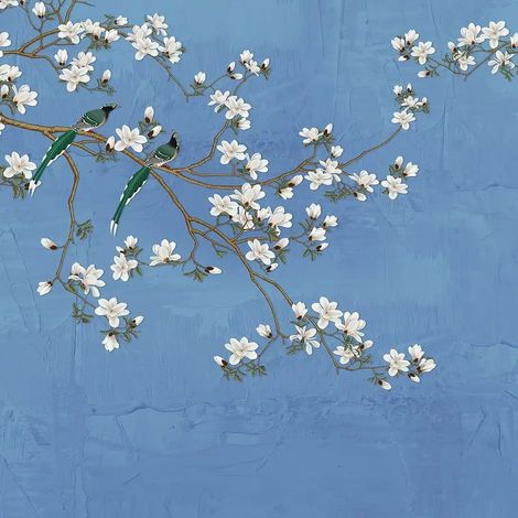 papier peint panoramique fleurs bleu - Sanders & Sanders (1/4)