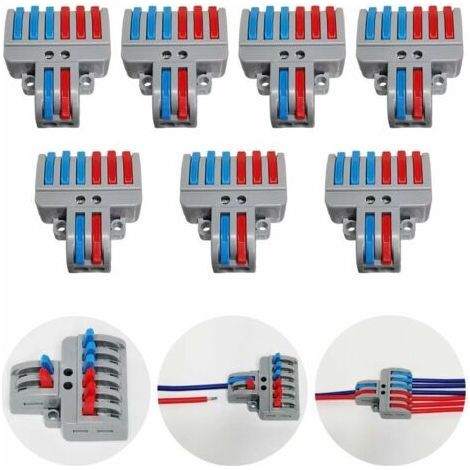 Terminal set, connection terminal set with lever, push-in cable connector, compact plug-in terminals, 7 pieces of 8-pole terminals, with mounting screws (2 in 6) (1/4)