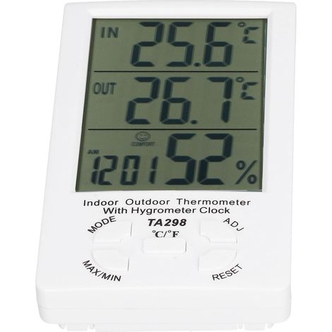 Thermomètre électronique TA298 avec hygromètre, écran affichant température et humidité, double thermomètre + sonde (livré sans piles) (1/5)