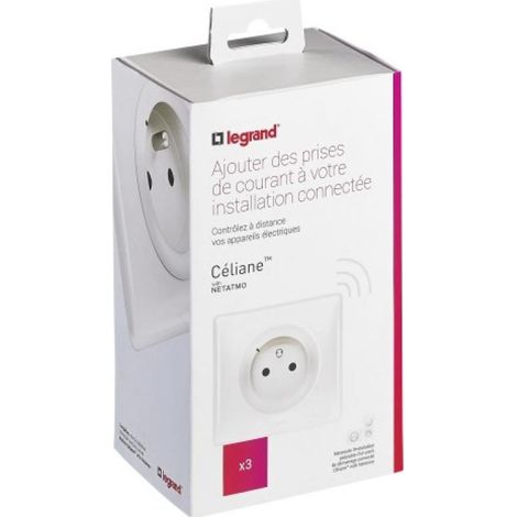 Legrand – Lot de 3 prises connectées Wi-Fi – Contrôle à distance via application – Compatible avec assistants vocaux – Installation facile et rapide