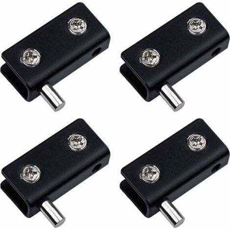 Pivot Hinge, Frameless Glass Door Hinge Set of 4 - Black - Stainless Steel Glass Door Clips with Adjustable Pin - Replacement Kit for 5-6mm Glass Door (1/4)