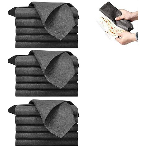 Lot de quinze chiffons microfibre épais trente sur trente centimètres réutilisables pour voiture cuisine et vitres nettoyage (1/5)