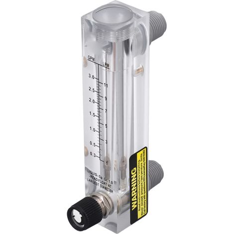 Débitmètre d'eau acrylique transparent réglable à montage sur panneau, 0.3-3 GPM (1/5)