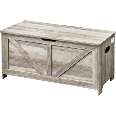 Mophorn Baule portagiochi in legno per bambini, grande contenitore con coperchio a ribalta e cerniera di sicurezza, 38,98 x 15,55 x 18,9", per sala giochi, camera da letto, soggiorno, grigio