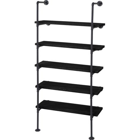 [NEUWERTIG] Standregal HHG-451, Wohnregal Bücherregal Ablageregal, Industriedesign Holz Metall, 165x80x28cm dunkelgrau