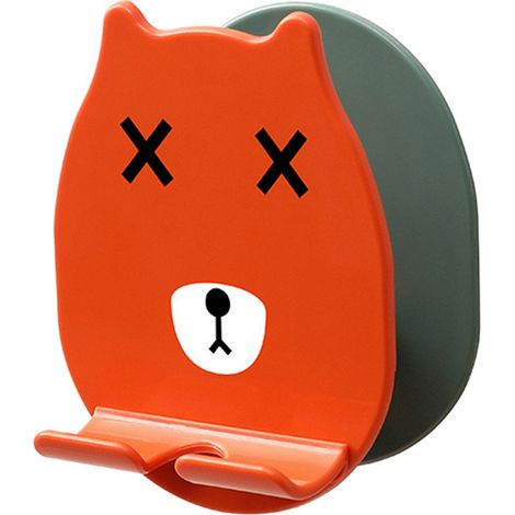 Support mural créatif pour téléphone, sans perçage, support de bureau pour smartphone iOS et tablette, orange et vert. (1/5)