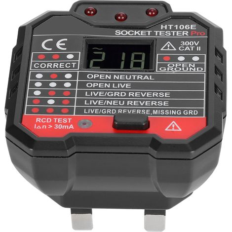 Testeur de prise numérique avec affichage, détecteur de fuite portable pour bureau, fiche UK 110-220V, contrôleur de socket (1/5)
