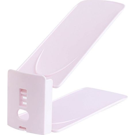 Schuhregal weiß, 8 x 27 x 10 cm, doppelte Ebene, Schuh- und Pantoffelständer, Schuhablage (1/5)