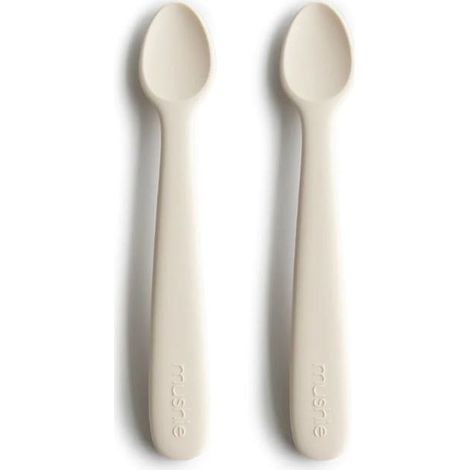 Cucharas de silicona color marfil, 2 unidades, Mushie (1/4)