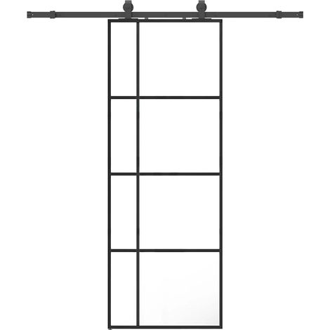 Maison Exclusive - Schiebetür mit Beschlag Schwarz 76x205 cm ESG-