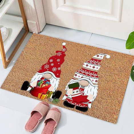 Tapis d'entrée avec lutin et nain de Noël, idéal pour la cuisine, la chambre ou le salon, 40 x 60 cm, C03 (1/5)