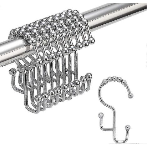 Crochets de rideau de douche à double hauteur, chacun en acier inoxydable (1/5)