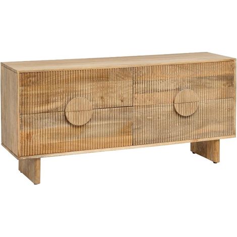 Made In Meubles – Commode en bois de manguier 140x38x65 cm – 4 tiroirs spacieux – Design contemporain avec poignées rondes – Ewan (1/5)
