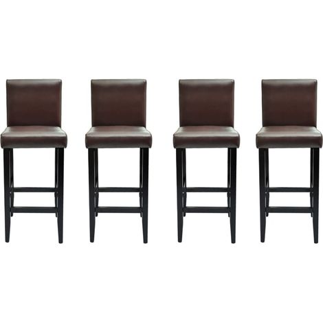 Tabourets de bar avec dossier marron Similicuir Axal - Lot de 4 (1/4)