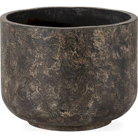 Cache pot fibres ciment noir brûlé design moderne élégant - noir brûlé effet pierre marbrée (1/2)