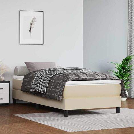 Matelas à ressorts ensachés fermeté moyenne similicuir blanc et crème 100 x 200 x 20 cm - PANGIVO (1/5)