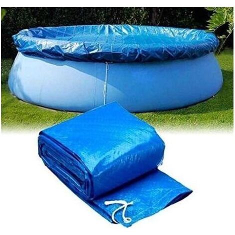 Couverture de piscine, accessoires de protection pour piscine, bleu, pour piscines hors sol rondes, couverture anti-pluie résistante, convient à tous les types de piscines rondes (diamètre 210 cm) (1/5)