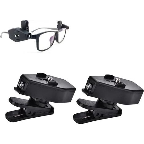 Mini lámpara de lectura con clip, lámpara LED para gafas de seguridad, camping, lectura y mantenimiento (1 par) (1/5)