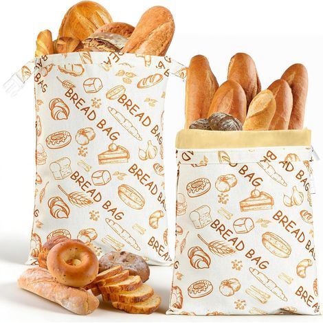 Set mit 2 Bienenwachs-Brotbeuteln, 43 x 33 cm, Aufbewahrungsbeutel aus Baumwolle, beschichtet mit natürlichem Bienenwachs, für selbstgebackenes Brot, Sauerteig und Backwaren (1/5)