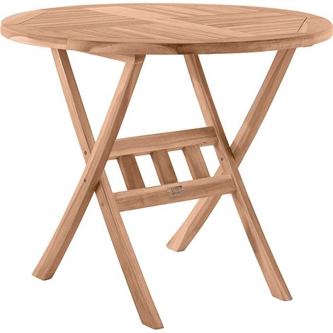 Table ronde de salon de jardin en teck massif naturel Eoline