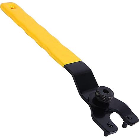 Clé pour meuleuse d'angle réglable, clé d'angle universelle pour meuleuse avec poignée antidérapante pour goupille de contre-écrou pour meuleuses Remplacer les disques (Jaune) (1/5)