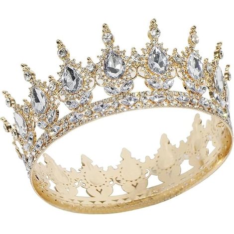Couronne Princesse Anniversaire, Diadème Femme et Enfant Scintillant, Bijoux Cheveux pour Déco Gâteau et Fête, Accessoire Reine pour Décoration Mariage, Bal (1/5)