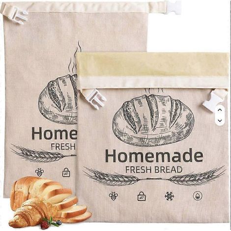 Lot de 2 sacs à pain en cire d'abeille, adaptés au levain et au pain au levain maison, pour la conservation des aliments, la congélation et la conservation. (1/5)