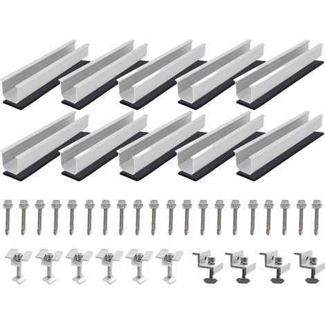 Supports de montage pour panneaux solaires, aluminium durable, compatibilité polyvalente, 10PCS (1/2)