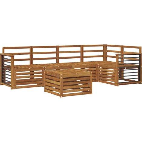Ensembles de canapés 6 pcs Salon de jardin Naturel Bois d'Acacia Massif (1/5)