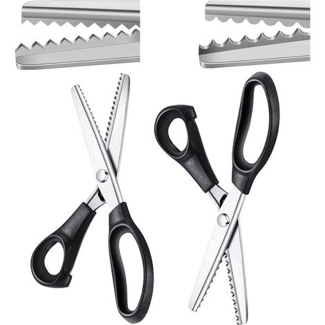 Forbici seghettate，Confezione da 2，23×8,5 ​​cm，Forbici seghettate da 7 mm，Forbici seghettate da 5 mm，Adatte per materiali da sartoria，pelle (1/5)