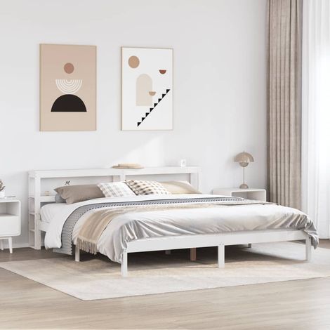 Massivholzbett ohne Matratze Weiß 180x200 cm Kiefernholz