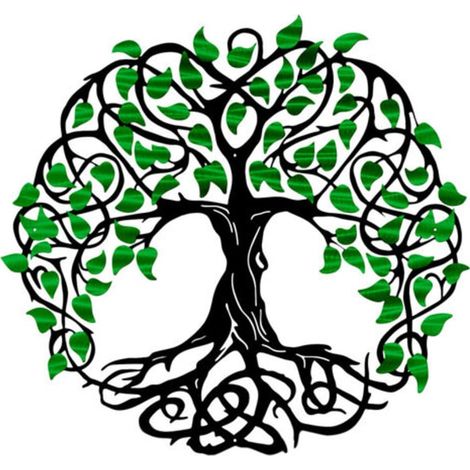 Décoration murale métallique Arbre de Vie 30 x 30 cm, panneau décoratif en fer pour jardin, intérieur et extérieur, art mural (1/4)
