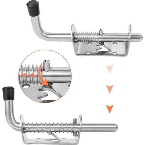 4 Pieces Lock to Spring Steel, for Door Outdoor Garage Latch to Spring, Bolt Steel, Targette, Lock Door Outdoor, for Shelter of Garden, Warehouses, Nstallation Easy (1/5)